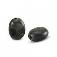 Natural stone bead Labradorite oval 8x6mm Dark anthracite
